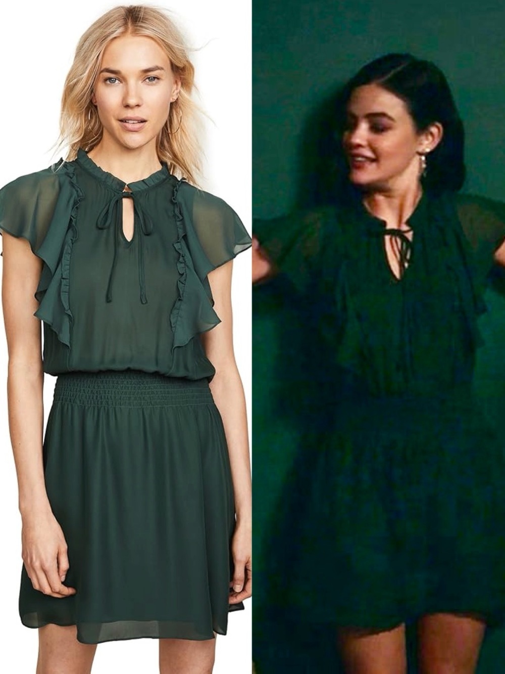 Parker ‘Remington’ Flutter Sleeve Smocked Dress in “Cacti” Green Size XL